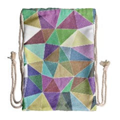 Colorful Triangles, Pencil Drawing Art Drawstring Bag (large) by picsaspassion
