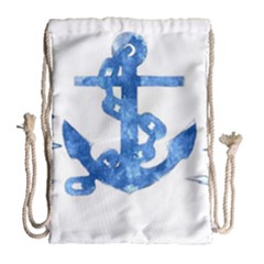 Anchor Aquarel Painting Art, Soft Blue Drawstring Bag (large) by picsaspassion