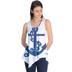 Blue Anchor Oil Painting Art Sleeveless Tunic by picsaspassion