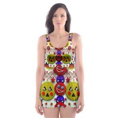 Smile And The Whole World Smiles  On Skater Dress Swimsuit by pepitasart