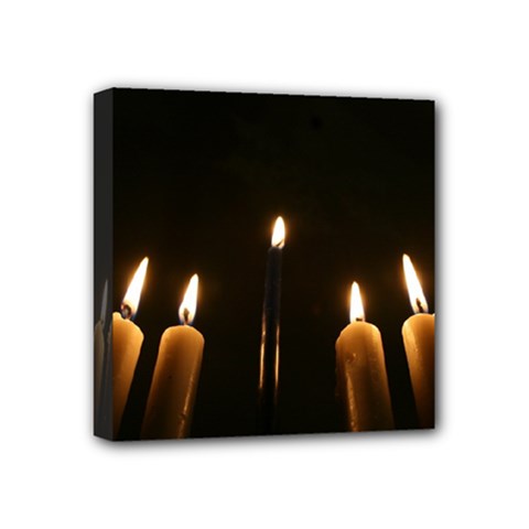 Hanukkah Chanukah Menorah Candles Candlelight Jewish Festival Of Lights Mini Canvas 4  X 4  by yoursparklingshop