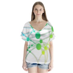 Network Connection Structure Knot Flutter Sleeve Top by Amaryn4rt