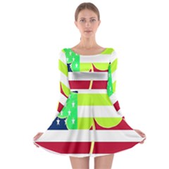 Usa Ireland American Flag Shamrock Irish Funny St Patrick Country Flag  Long Sleeve Skater Dress by yoursparklingshop