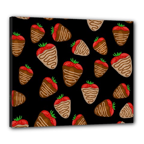 Chocolate Strawberries Pattern Canvas 24  X 20  by Valentinaart