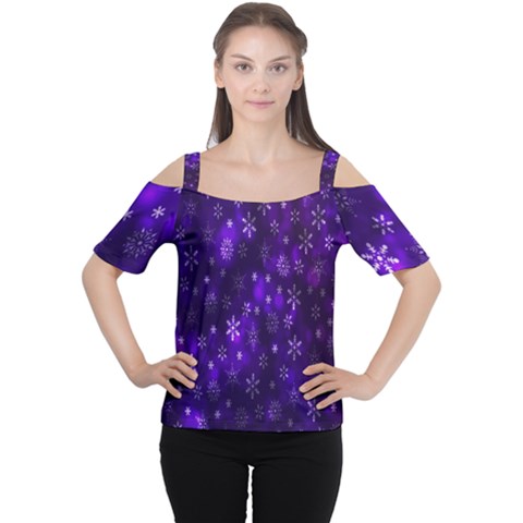 Bokeh Background Texture Stars Women s Cutout Shoulder Tee by Amaryn4rt