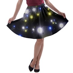 Abstract Dark Spheres Psy Trance A-line Skater Skirt by Amaryn4rt