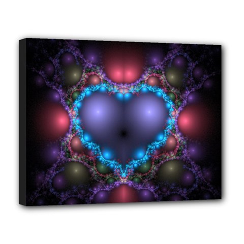 Blue Heart Canvas 14  X 11  by Amaryn4rt