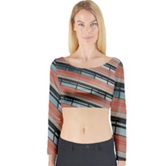 Architecture Building Glass Pattern Long Sleeve Crop Top by Amaryn4rt