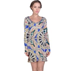 Ceramic Portugal Tiles Wall Long Sleeve Nightdress by Amaryn4rt