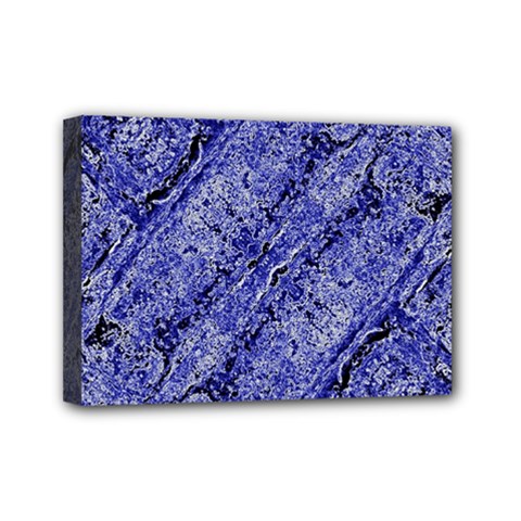 Texture Blue Neon Brick Diagonal Mini Canvas 7  X 5  by Amaryn4rt