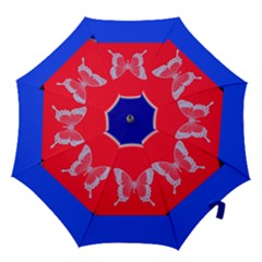 Blue Background Butterflies Frame Hook Handle Umbrellas (medium) by Nexatart