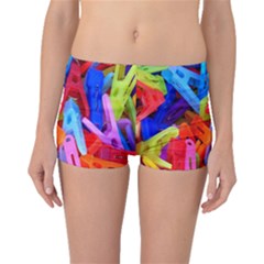 Clothespins Colorful Laundry Jam Pattern Boyleg Bikini Bottoms by Nexatart