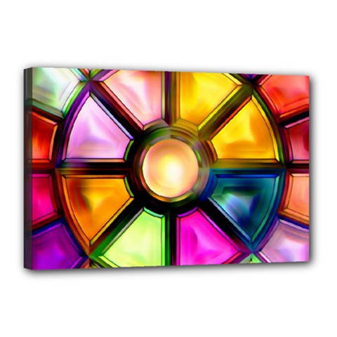 Glass Colorful Stained Glass Canvas 18  X 12  by Nexatart