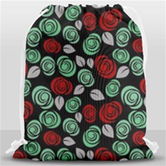 Decorative Floral Pattern Drawstring Bag (large) by Valentinaart