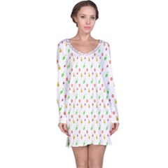 Fruit Pattern Vector Background Long Sleeve Nightdress by Nexatart