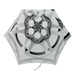 Car Wheel Chrome Rim Mini Folding Umbrellas by Nexatart