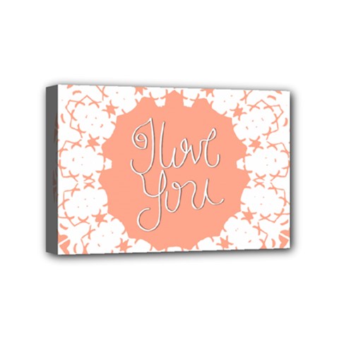 Mandala I Love You Mini Canvas 6  X 4  by Nexatart
