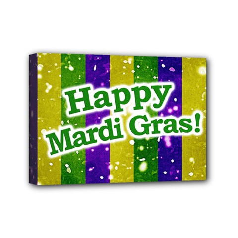 Happy Mardi Gras Poster Mini Canvas 7  X 5  by dflcprints