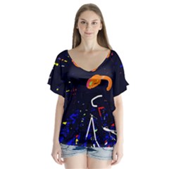Abstraction Flutter Sleeve Top by Valentinaart