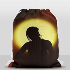 Silhouette Woman Meditation Drawstring Bag (small) by Nexatart