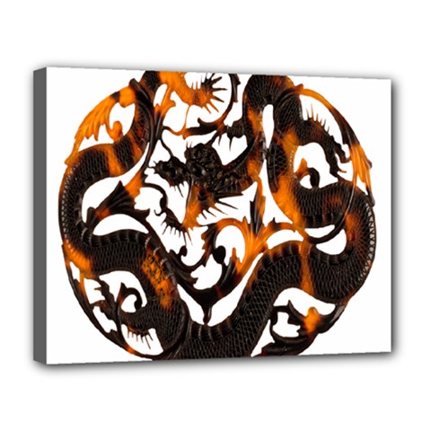 Ornament Dragons Chinese Art Canvas 14  X 11  by Nexatart