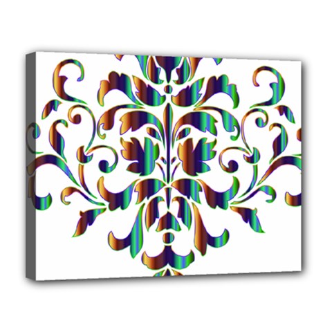 Damask Decorative Ornamental Canvas 14  X 11  by Nexatart