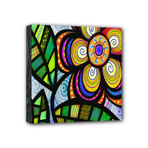Folk Art Flower Mini Canvas 4  X 4  by Nexatart