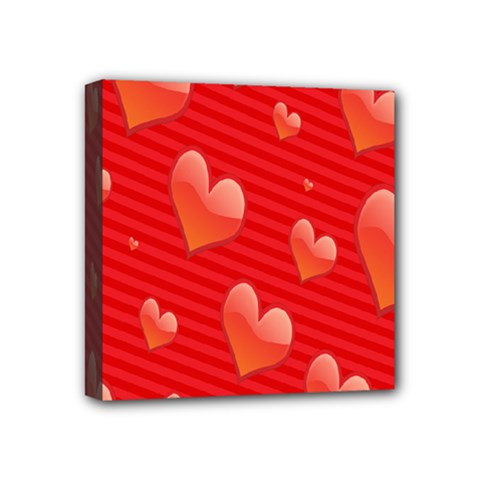 Red Hearts Mini Canvas 4  X 4  by Nexatart