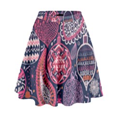 Colorful Bohemian Purple Leaves High Waist Skirt by Brittlevirginclothing