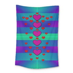 Hearts Weave Small Tapestry by pepitasart