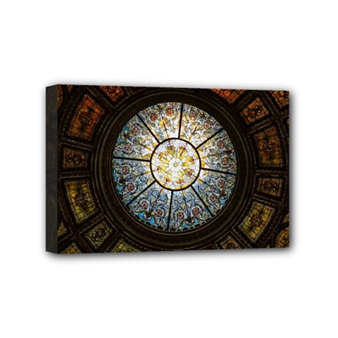 Black And Borwn Stained Glass Dome Roof Mini Canvas 6  X 4  by Nexatart