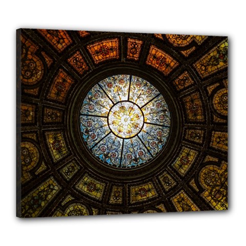 Black And Borwn Stained Glass Dome Roof Canvas 24  X 20  by Nexatart