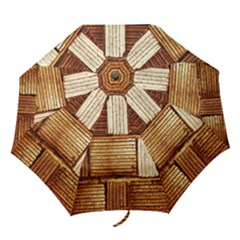Brown Wall Tile Design Texture Pattern Folding Umbrellas by Nexatart