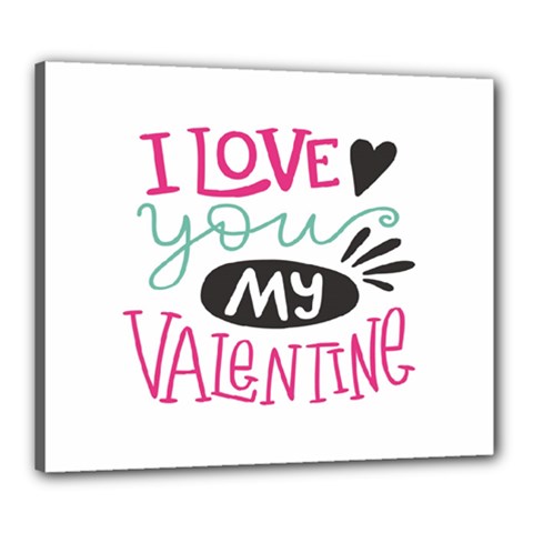 I Love You My Valentine / Our Two Hearts Pattern (white) Canvas 24  X 20  by FashionFling