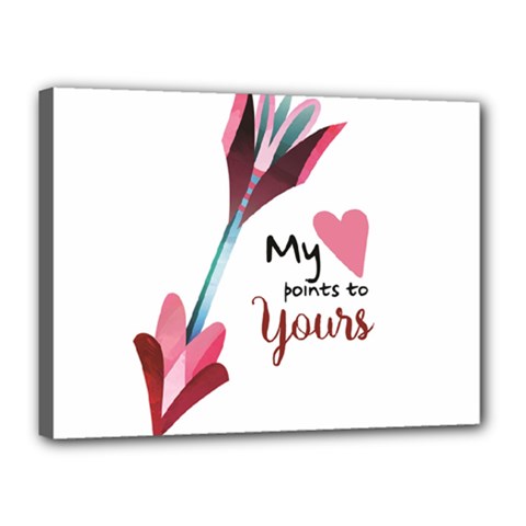 My Heart Points To Yours / Pink And Blue Cupid s Arrows (white) Canvas 16  X 12  by FashionFling