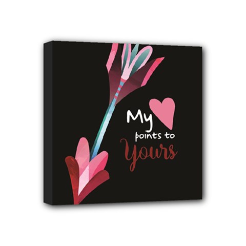My Heart Points To Yours / Pink And Blue Cupid s Arrows (black) Mini Canvas 4  X 4  by FashionFling