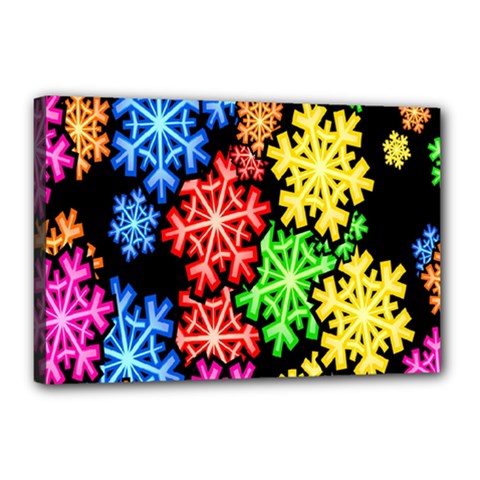 Colourful Snowflake Wallpaper Pattern Canvas 18  X 12  by Nexatart