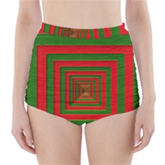 Fabric Texture 3d Geometric Vortex High-waisted Bikini Bottoms by Nexatart