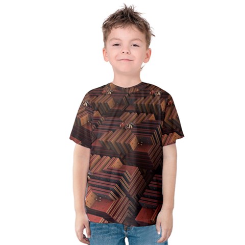 Fractal 3d Render Futuristic Kids  Cotton Tee by Nexatart