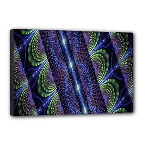 Fractal Blue Lines Colorful Canvas 18  X 12  by Nexatart