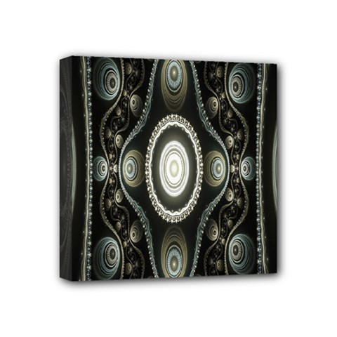 Fractal Beige Blue Abstract Mini Canvas 4  X 4  by Nexatart