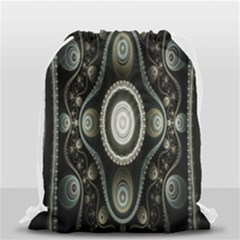 Fractal Beige Blue Abstract Drawstring Bag (small) by Nexatart
