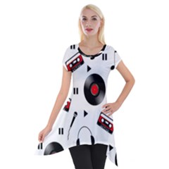 Music Pattern Short Sleeve Side Drop Tunic by Valentinaart