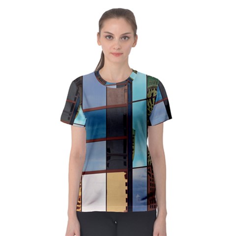 Glass Facade Colorful Architecture Women s Sport Mesh Tee by Nexatart