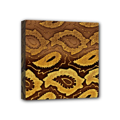 Golden Patterned Paper Mini Canvas 4  X 4  by Nexatart