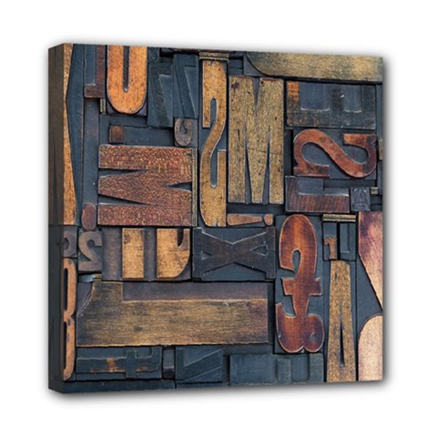 Letters Wooden Old Artwork Vintage Mini Canvas 8  X 8  by Nexatart