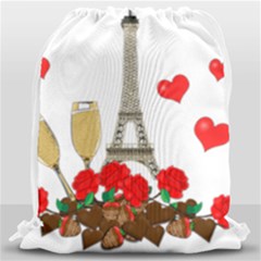Romance In Paris Drawstring Bag (large) by Valentinaart