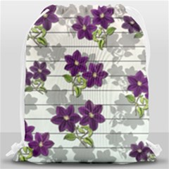 Purple Vintage Flowers Drawstring Bag (large) by Valentinaart
