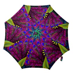 Peacock Abstract Digital Art Hook Handle Umbrellas (small) by Nexatart