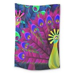 Peacock Abstract Digital Art Large Tapestry by Nexatart